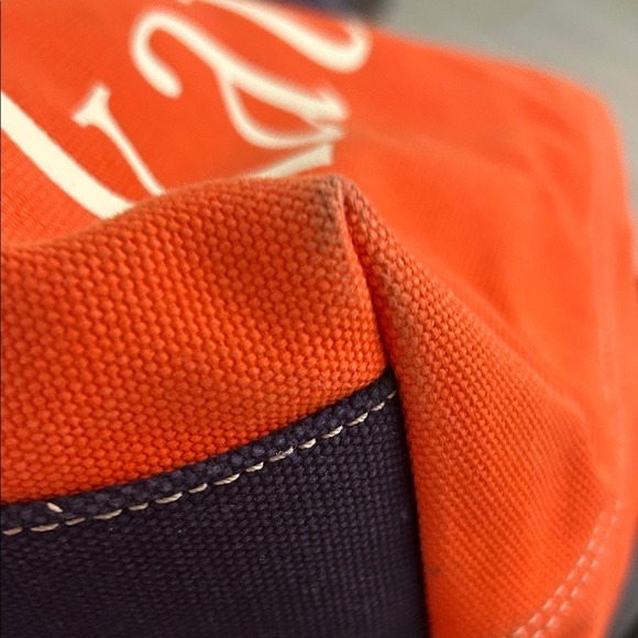 Kate Spade New York Orange Canvas Tote Bag With Navy Accents - Picture 3 of 9